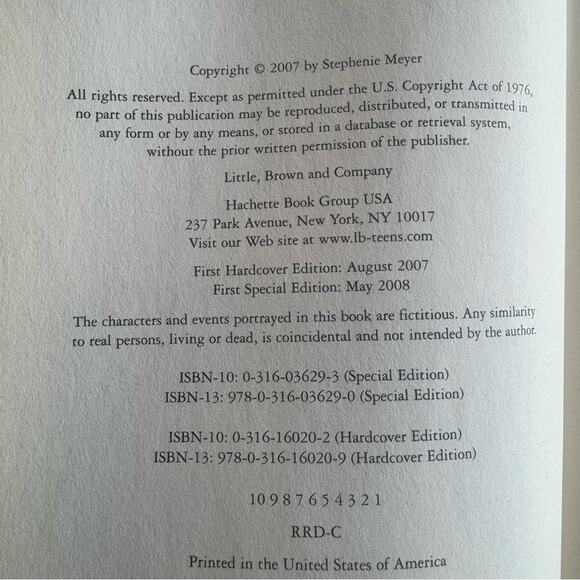 First Edition ECLIPSE ( Hardcover ) by Stephanie Meyer. 2007 . Book 3 of 5. - Picture 8 of 15